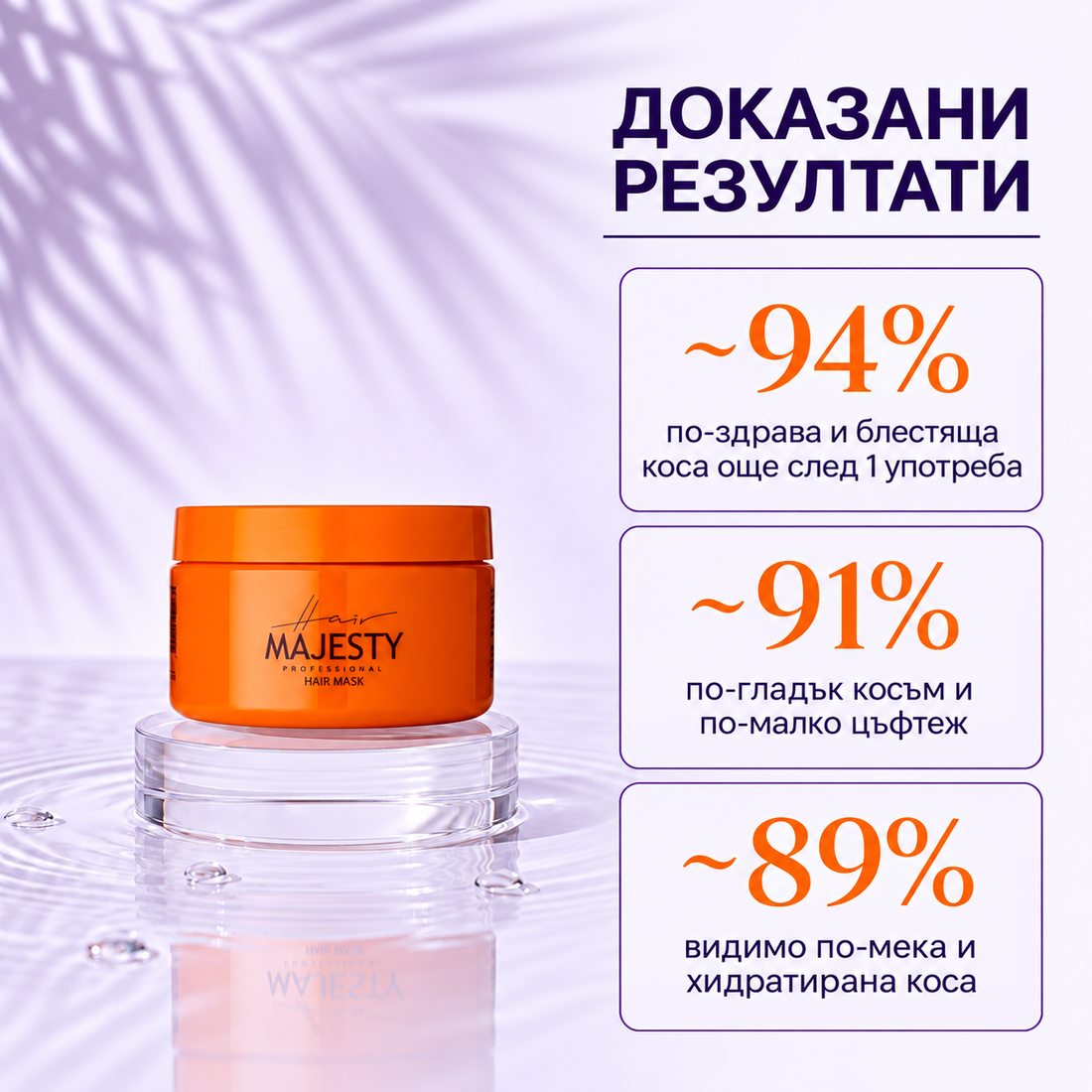 Комплект за Възстановяване на Увредена Коса 4 в 1 — Hair Majesty DNA